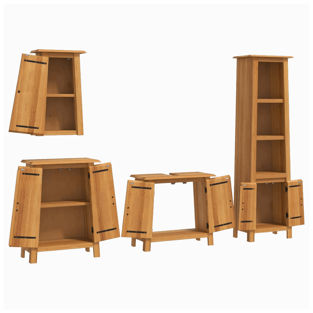 vidaXL 4 Piece Bathroom Furniture Set Solid Wood Pine vidaXL