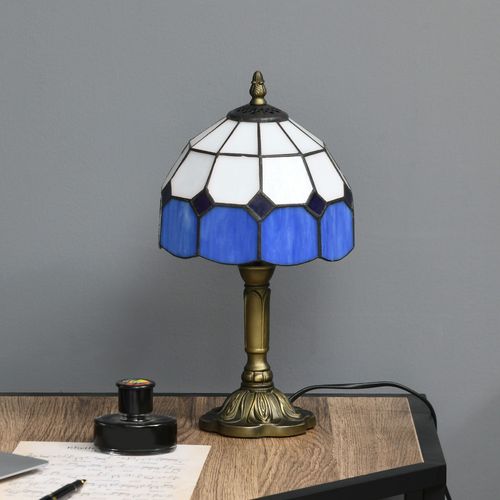 HOMCOM Antique Table Lamp, for Bedroom Bedside, Bulb not Included, Blue AIYAPLAY