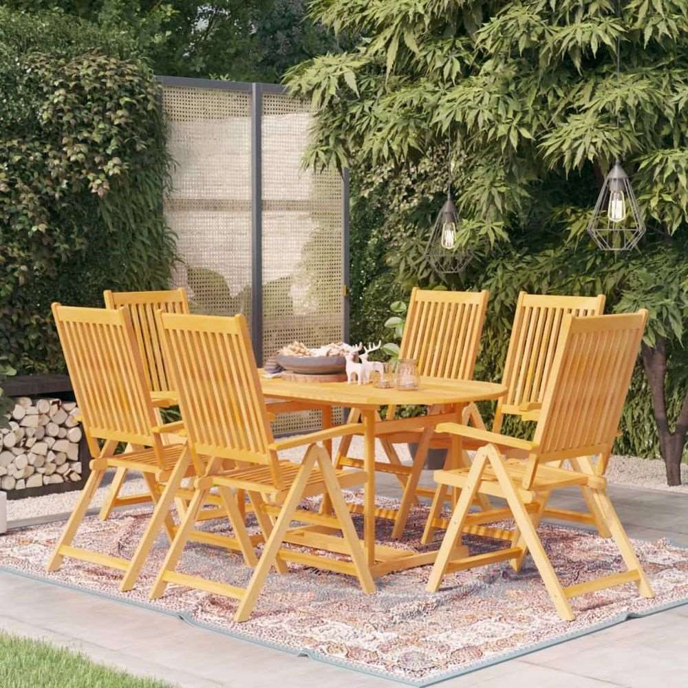 vidaXL 7 Piece Garden Dining Set Solid Teak Wood vidaXL