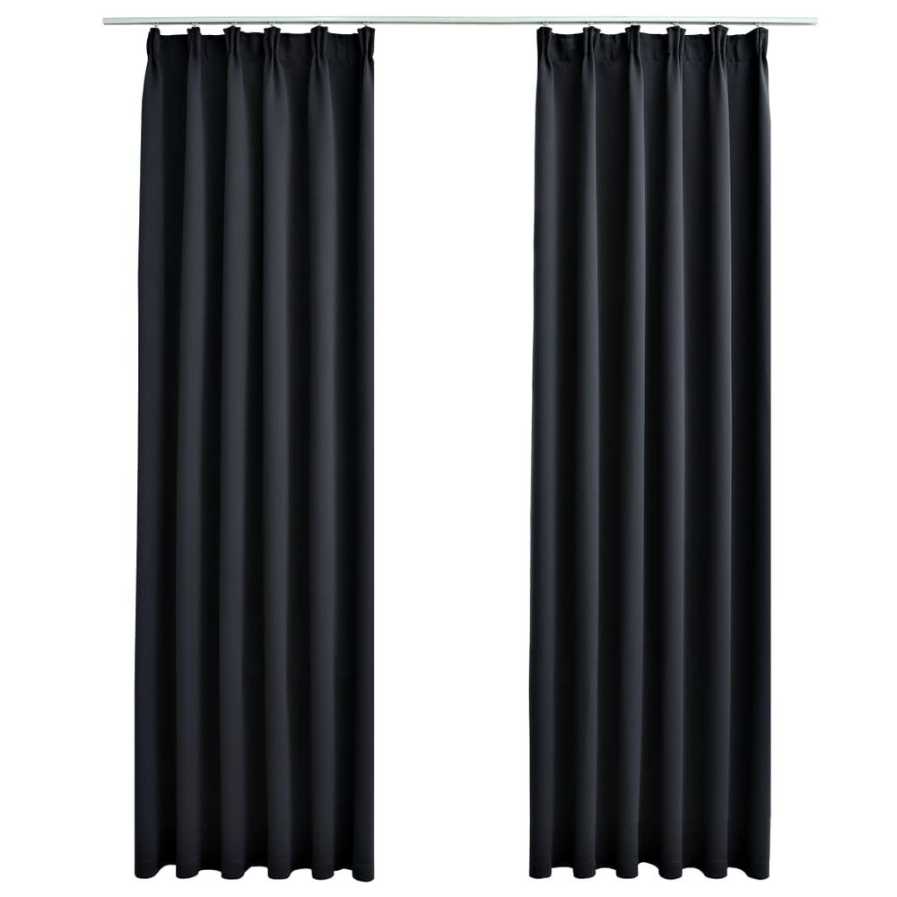 vidaXL Blackout Curtains with Hooks 2 pcs Black 140x175 cm vidaXL