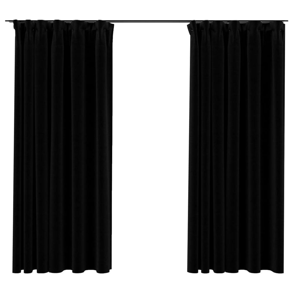 vidaXL Linen-Look Blackout Curtains with Hooks 2 pcs Black 140x175 cm vidaXL