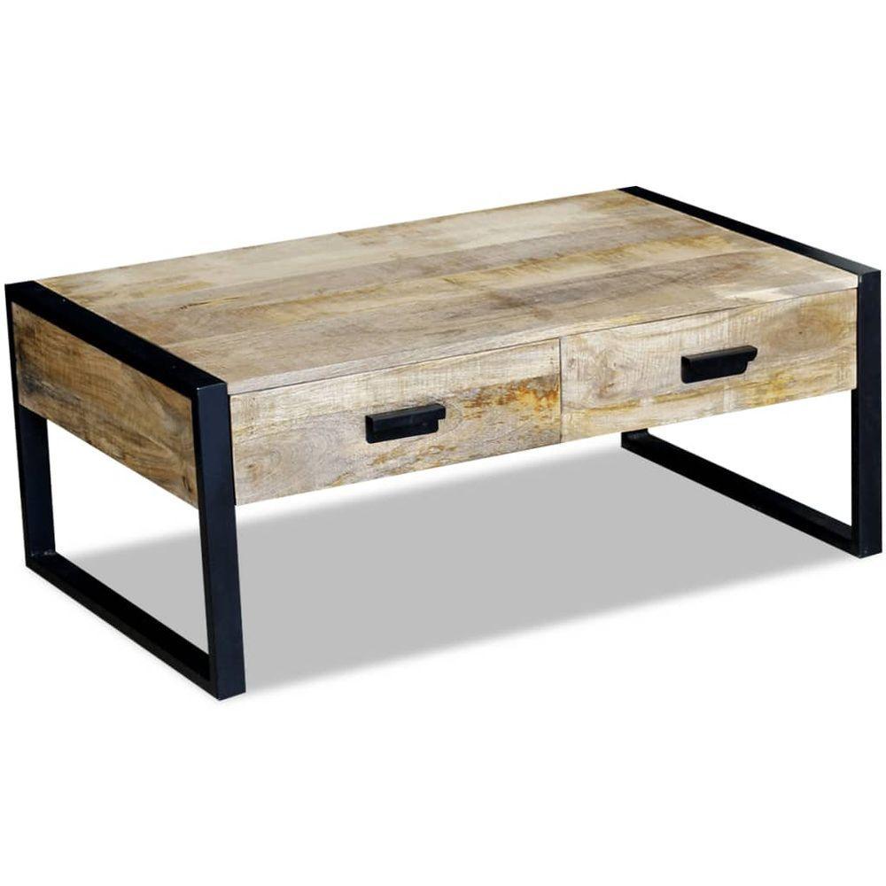 Coffee Table with 2 Drawers Solid Mango Wood 100x60x40 cm vidaXL