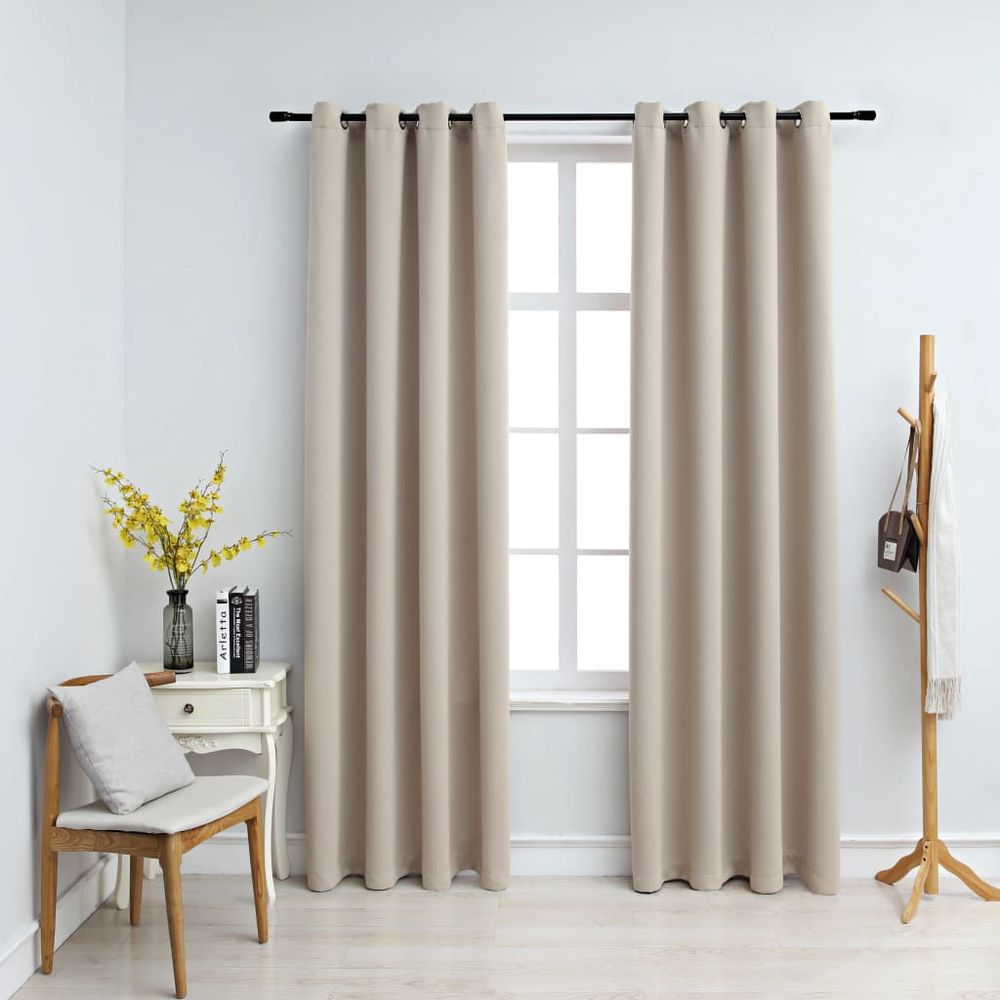 vidaXL Blackout Curtains with Metal Rings 2 pcs Black 140x175 cm vidaXL