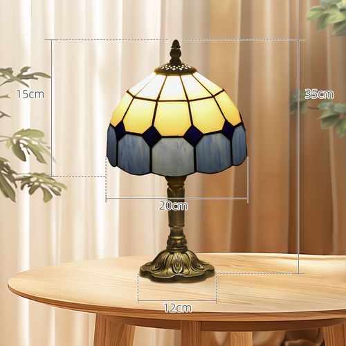 HOMCOM Antique Table Lamp, for Bedroom Bedside, Bulb not Included, Blue AIYAPLAY