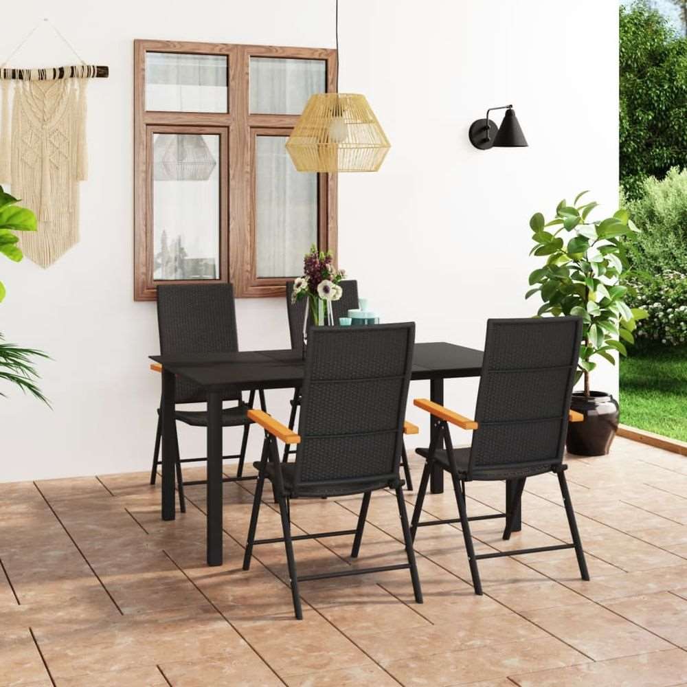 vidaXL 3 Piece Garden Dining Set Black and Brown 5 150 cm table length vidaXL