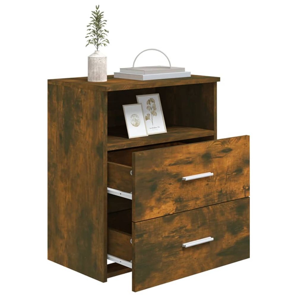 vidaXL Bed Cabinet Smoked Oak 50x32x60 cm vidaXL