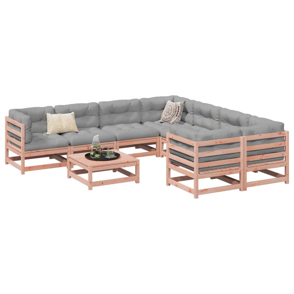 vidaXL 9 Piece Garden Sofa Set Solid Wood Pine natural douglas vidaXL