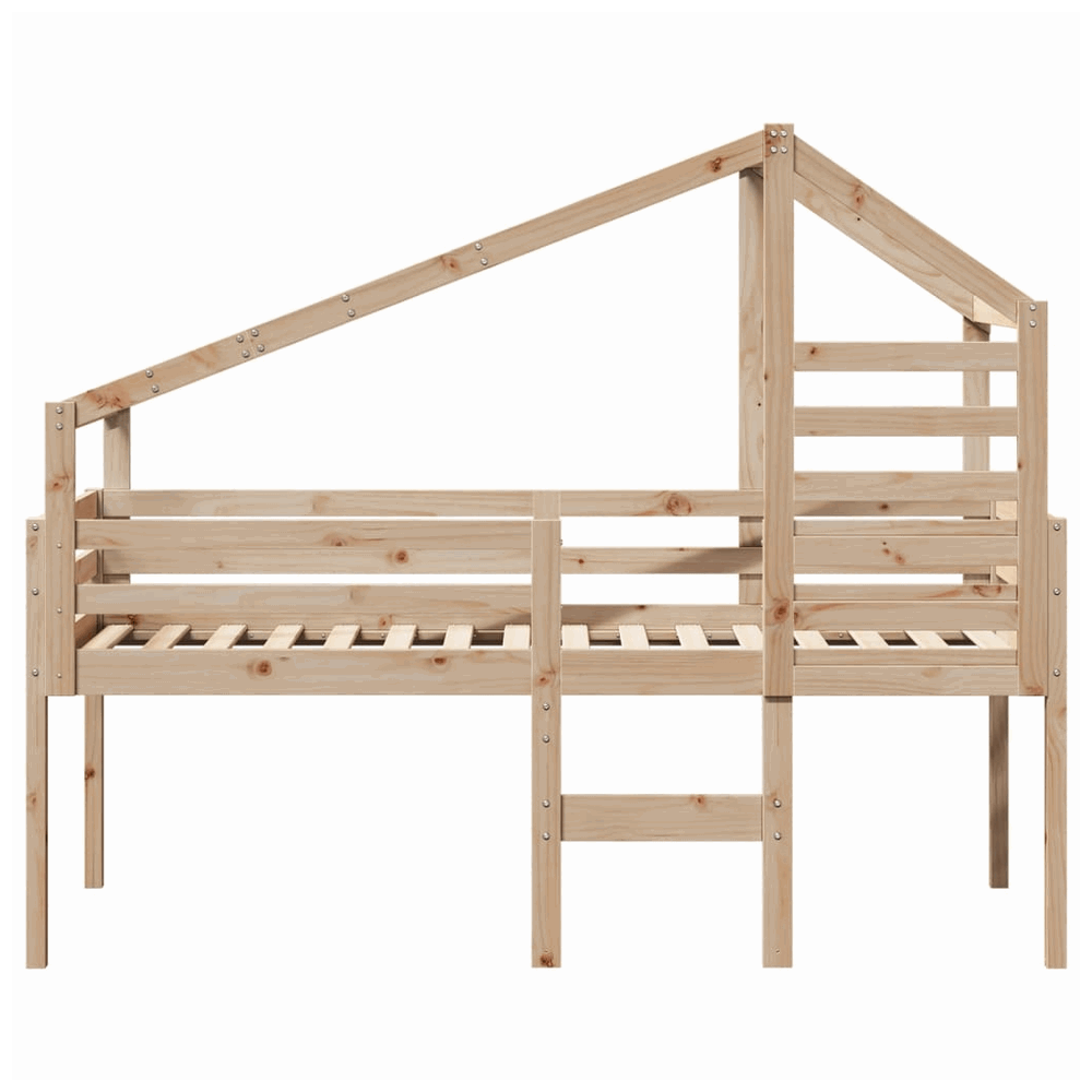 vidaXL High Sleeper Bed with Roof 90x200 cm Solid Wood Pine vidaXL