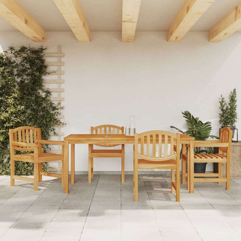 vidaXL 5 Piece Garden Dining Set Solid Wood Teak 4x chair + table 180 cm table length vidaXL