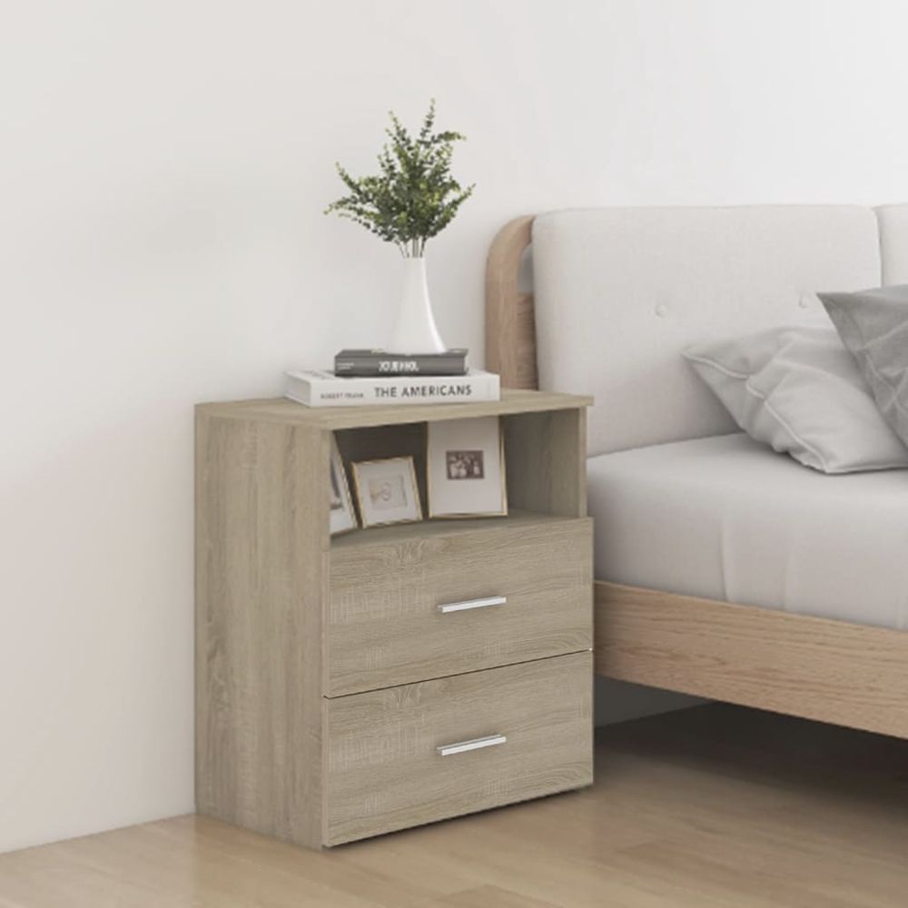 vidaXL Bed Cabinet Smoked Oak 50x32x60 cm vidaXL