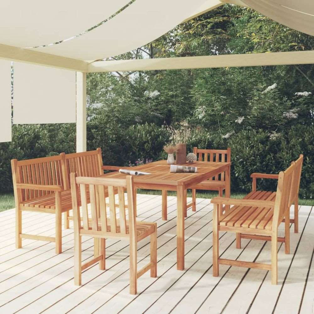 vidaXL 3 Piece Garden Dining Set Solid Wood Teak 2x bench + 2x chair + table vidaXL