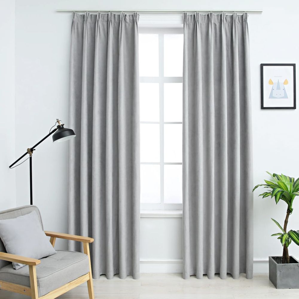 vidaXL Blackout Curtains with Hooks 2 pcs Anthracite 140x175 cm vidaXL