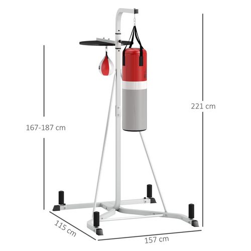 HOMCOM Punchbag & Speedball Boxing Station Frame Freestanding, White HOMCOM