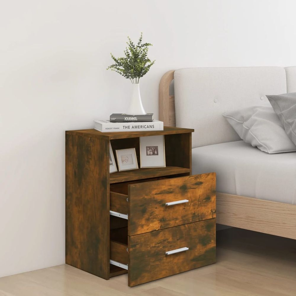 vidaXL Bed Cabinet Smoked Oak 50x32x60 cm vidaXL