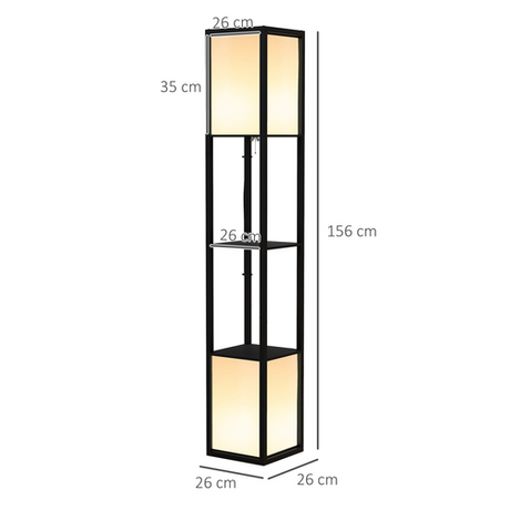 HOMCOM Shelf Floor Lamp with Dual Light, for Living Room, Bedroom, Black HOMCOM