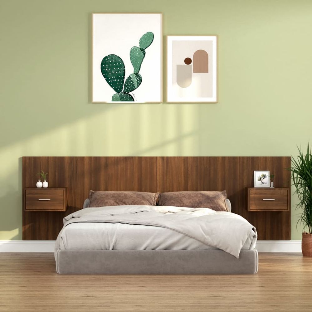 vidaXL Bed Headboard with Cabinets White 160 cm Engineered Wood brown oak vidaXL