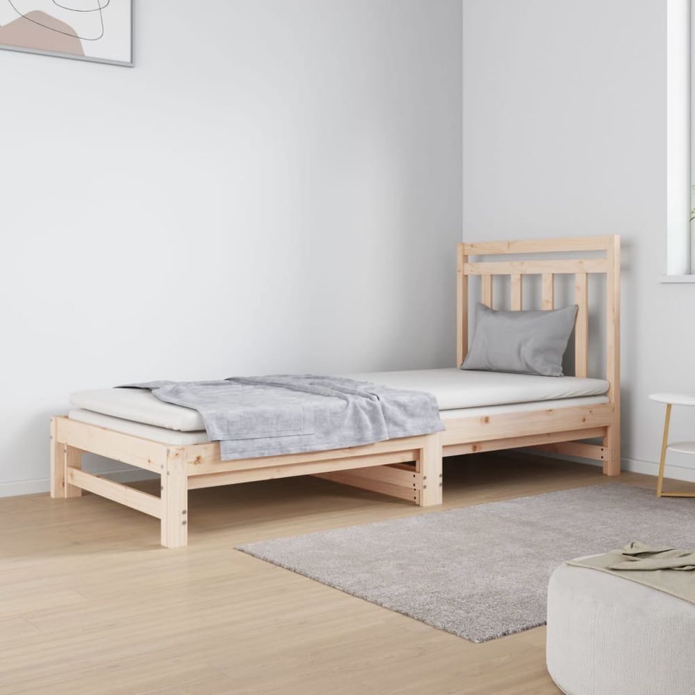 vidaXL Pull-out Day Bed 2x(90x190) cm Solid Wood Pine brown vidaXL