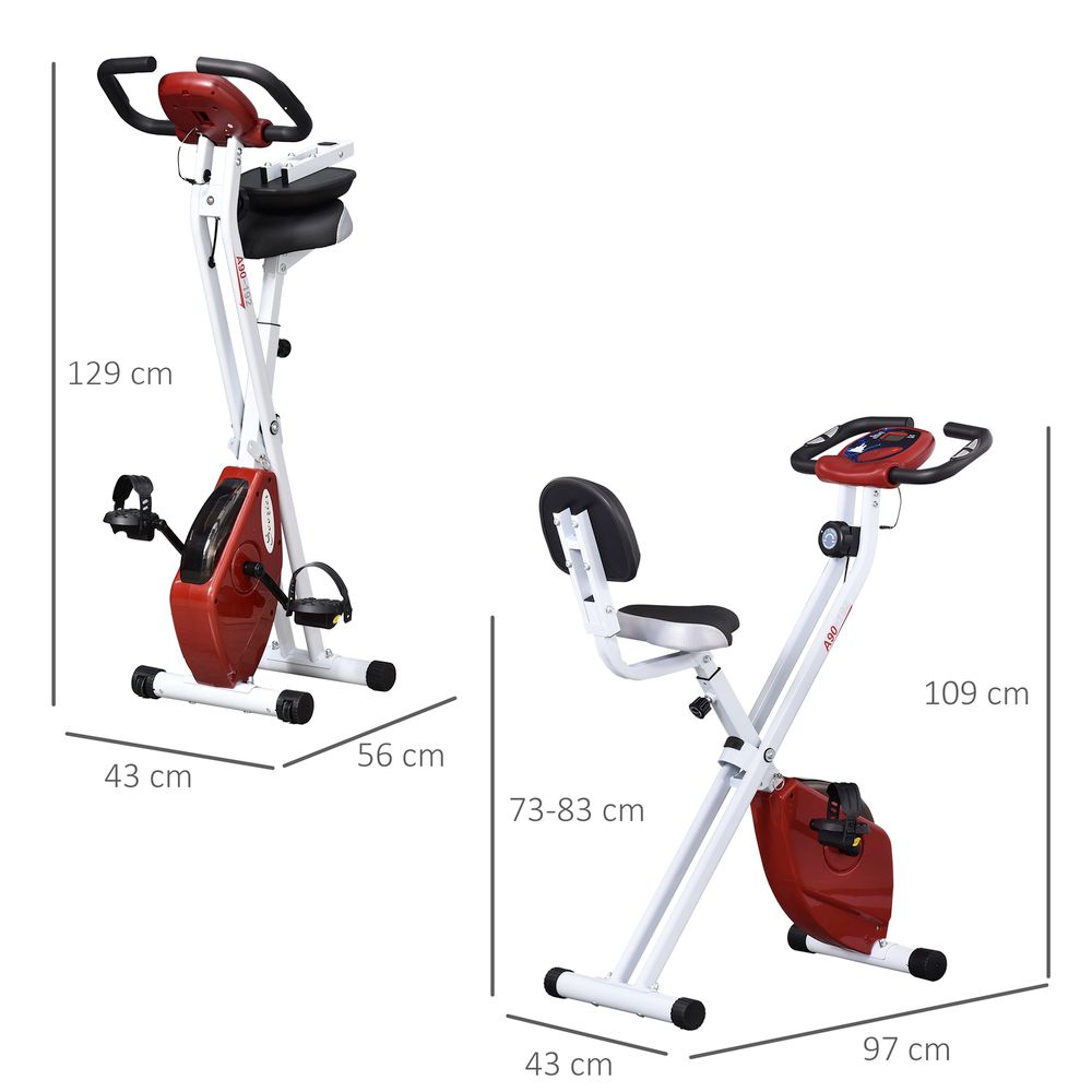 Magnetic Resistance Exercise Bike Foldable LCD Adjustable Seat Red HOMCOM Unbranded