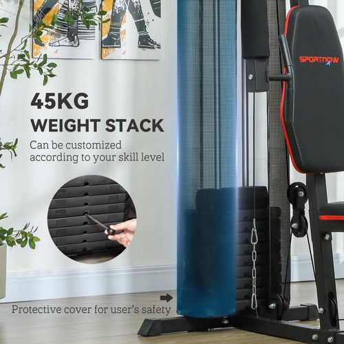 SPORTNOW Home Gym Machine Compact Multi Gym with 45kg Weight Stack SPORTNOW