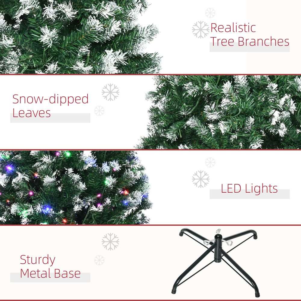 6FTPrelit Artificial Xmas Tree Holiday Decor w/ 300 Colourful LED Light HOMCOM