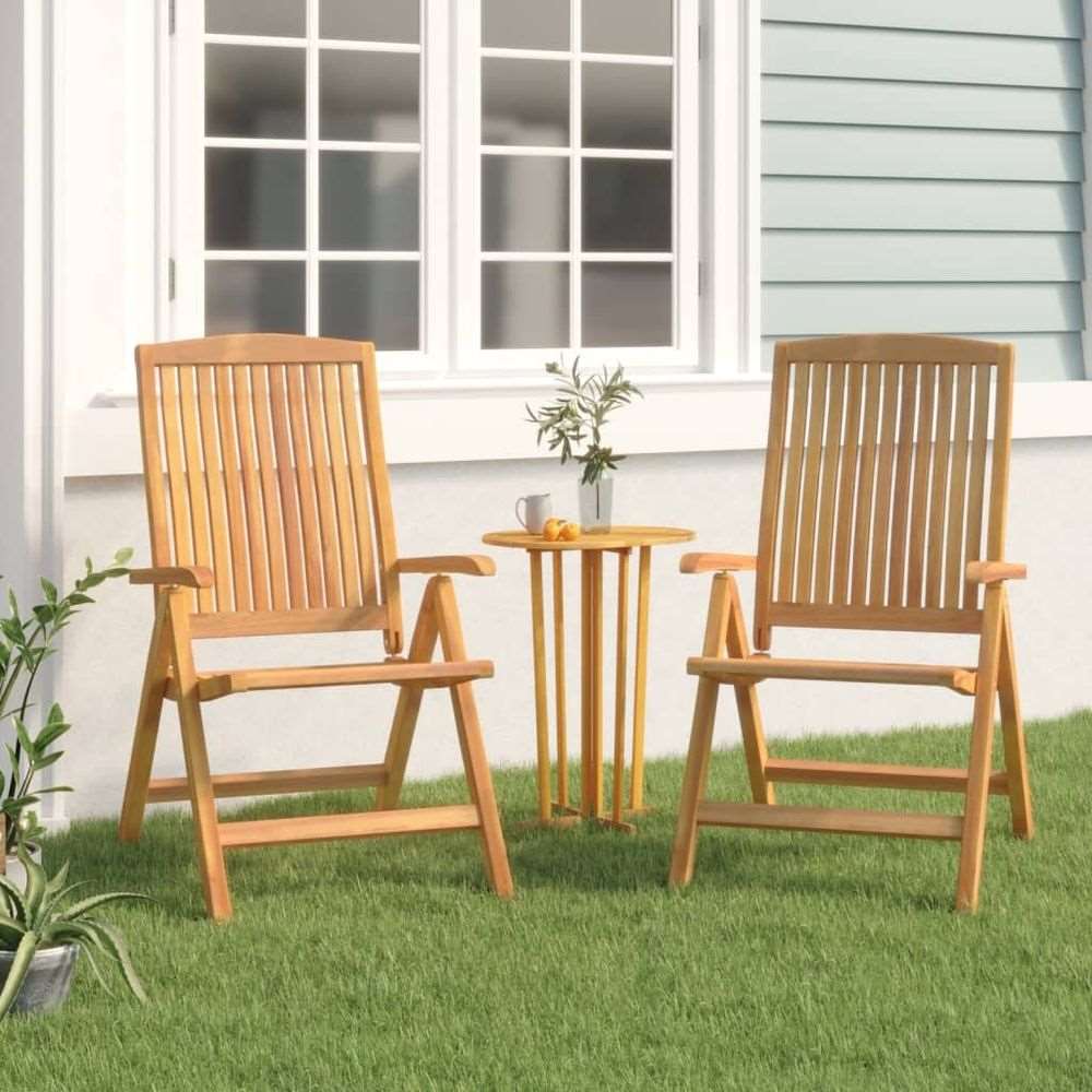 vidaXL Reclining Garden Chair 2 pcs Solid Wood Teak 2 vidaXL