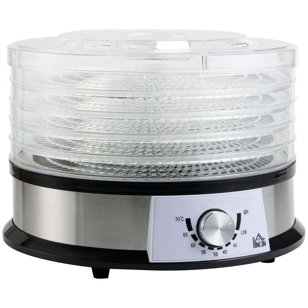 5 Tier Food Dehydrator 250W Stainless Steel Food Dryer Machine Silver HOMCOM