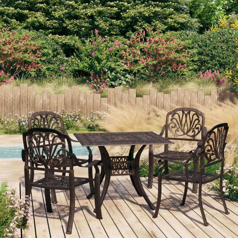 vidaXL 3 Piece Bistro Set Cast Aluminium Bronze bronze vidaXL