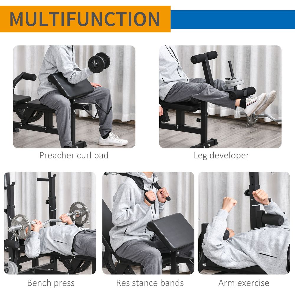 Multi-Exercise Full-Body Weight Bench with Bench Press & Leg Extension HOMCOM Unbranded