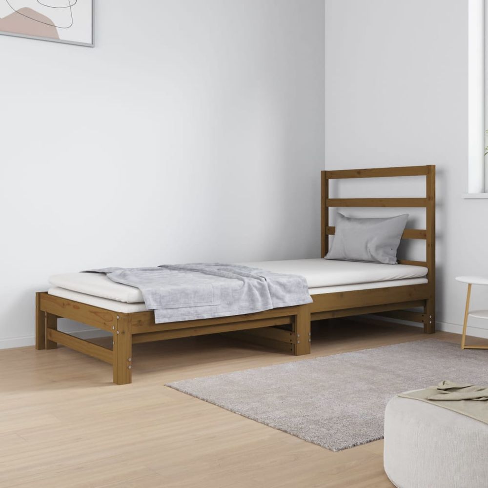 vidaXL Pull-out Day Bed 2x(90x190) cm Solid Wood Pine honey brown vidaXL