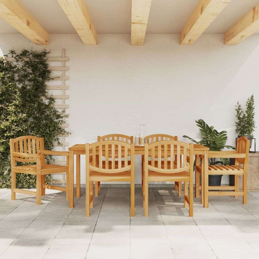 vidaXL 5 Piece Garden Dining Set Solid Wood Teak 6x chair + table 180 cm table length vidaXL