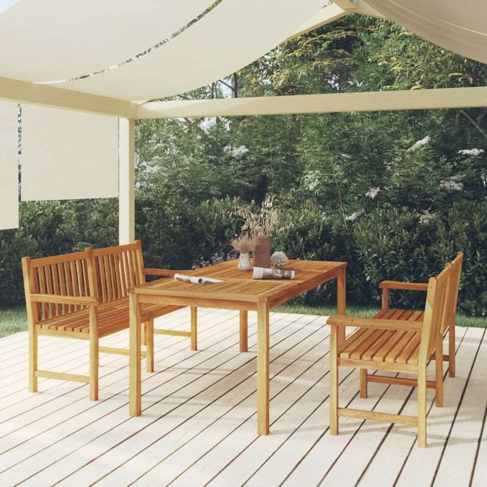 vidaXL 3 Piece Garden Dining Set Solid Wood Teak 2x bench + table vidaXL