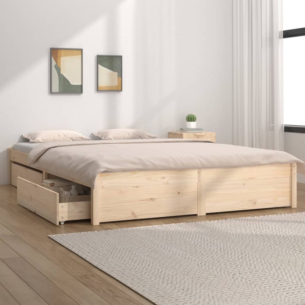 vidaXL Bed Frame with Drawers 120x190 cm Small Double brown vidaXL