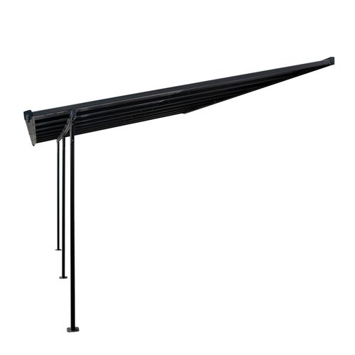 Outdoor Patio Gazebo Pergola, Aluminum Post, 4.35x3m Mounted on the Wall Roof Outsunny