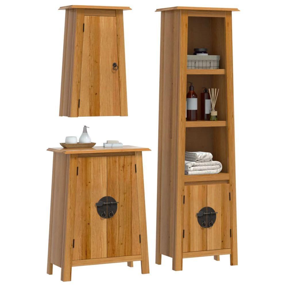 vidaXL 3 Piece Bathroom Furniture Set Solid Wood Pine vidaXL