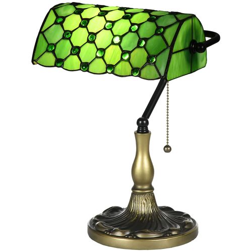 HOMCOM Stained Glass Table Lamp, for Bedroom Bedside, Bulb not Included HOMCOM