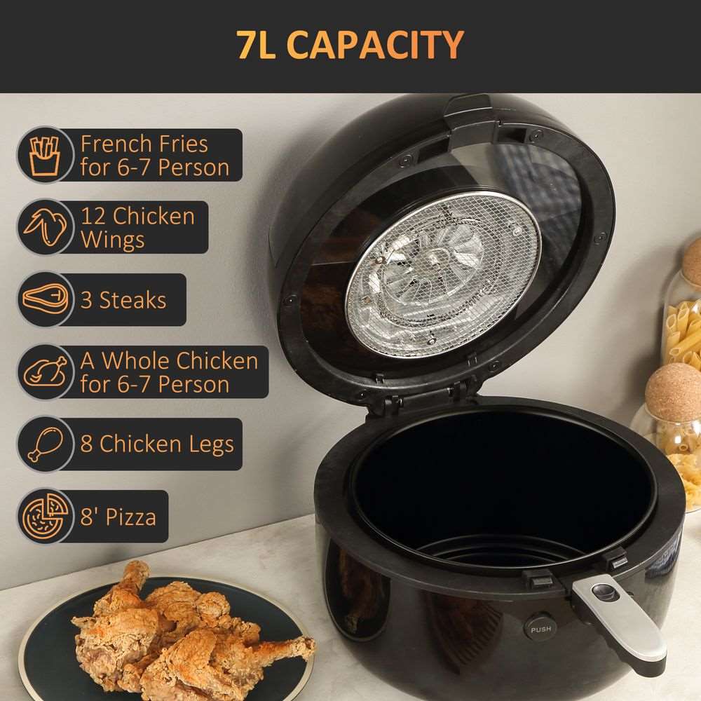 7L Digital Air Fryer w/ Dehydrate 7 Presets Rapid Air Circulation 1500W HOMCOM