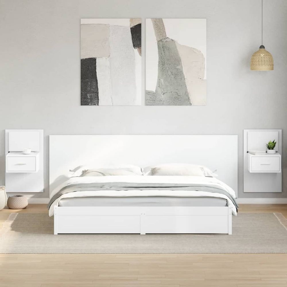 vidaXL Bed Headboard with Cabinets White 240 cm Engineered Wood vidaXL