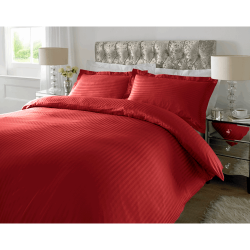 300 TC - 100% Cotton Sateen Stripe Duvet Cover Set Red Xquisite