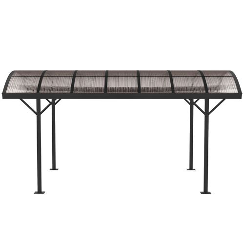 5 x 3m Hardtop Aluminium Gazebo Pergola Polycarbonate Roof, Brown Outsunny