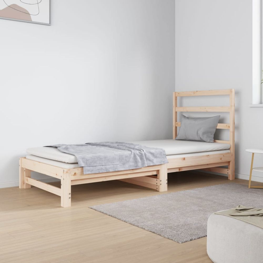 vidaXL Pull-out Day Bed 2x(90x190) cm Solid Wood Pine brown vidaXL