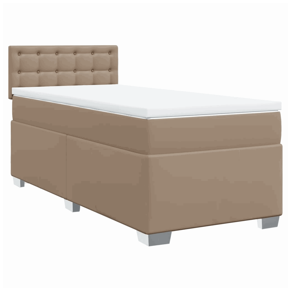 vidaXL Box Spring Bed with Mattress Cappuccino 90x190 cm Faux Leather vidaXL