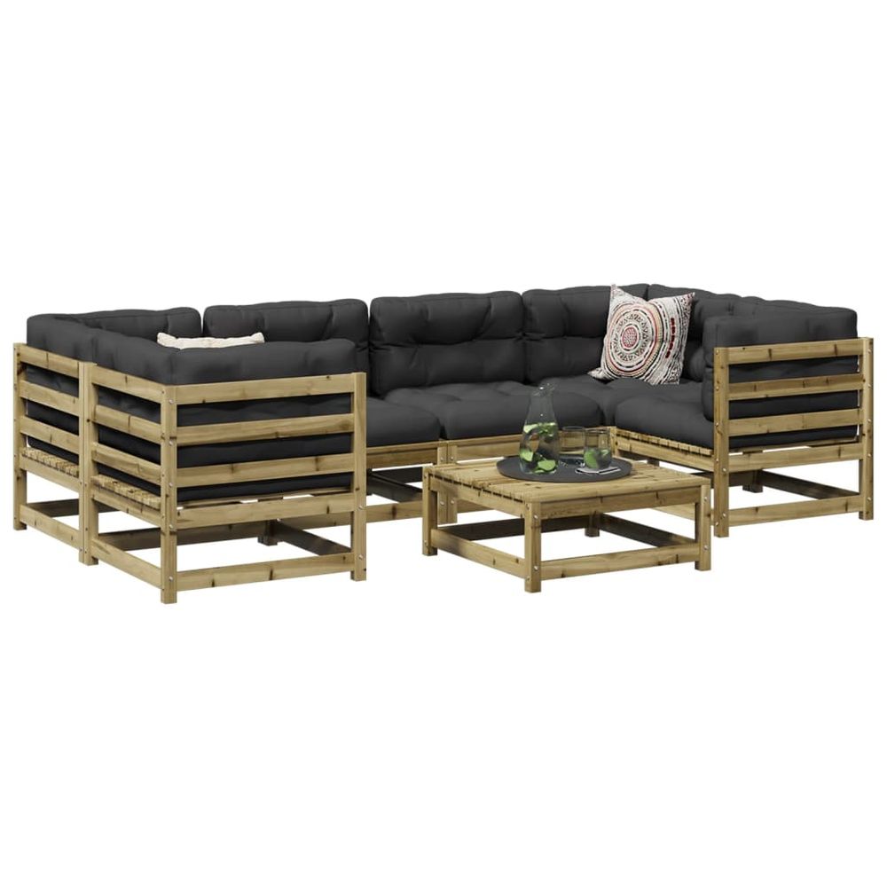 vidaXL 7 Piece Garden Sofa Set Solid Wood Pine natural impregnated vidaXL