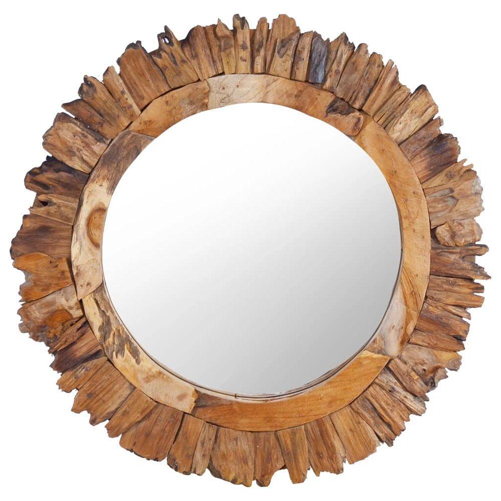 vidaXL Wall Mirror 40 cm Teak Round 1 Φ 60 cm vidaXL