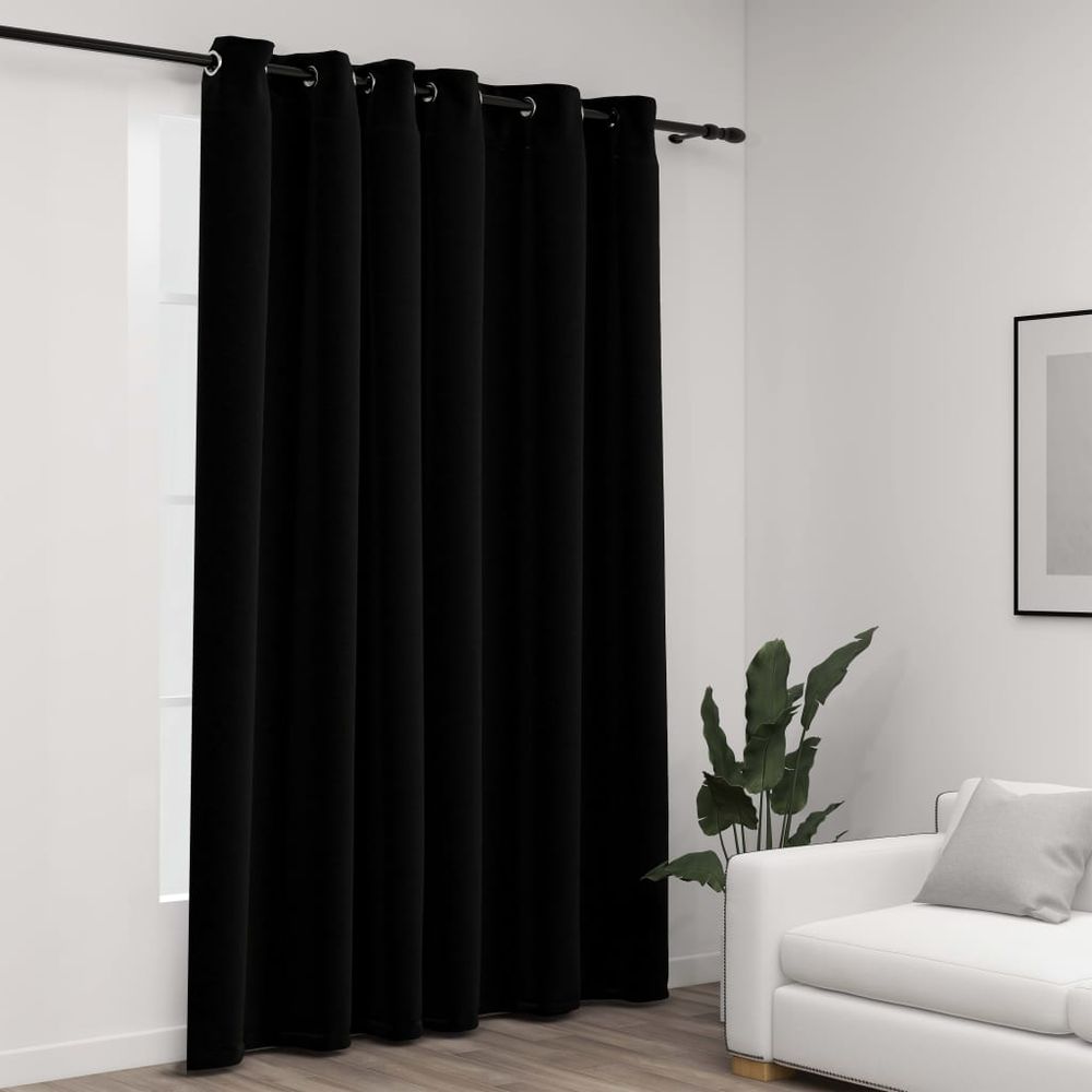 vidaXL Linen-Look Blackout Curtains with Grommets Black 290x245cm vidaXL