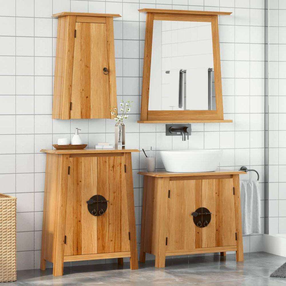 vidaXL 4 Piece Bathroom Furniture Set Solid Wood Pine sink cabinet + side cabinet + wall cabinet vidaXL