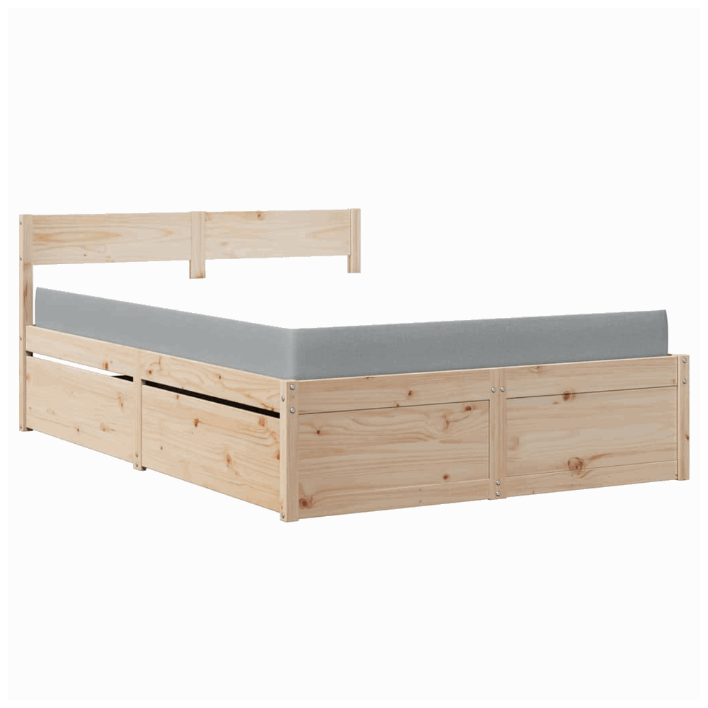 vidaXL Bed with Drawers and Mattress 120x200 cm Solid Wood Pine vidaXL