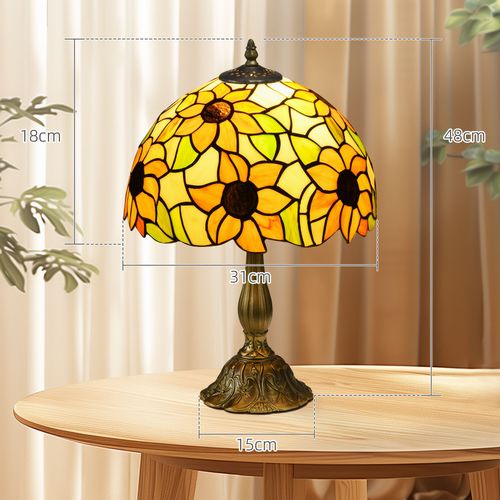 HOMCOM Antique Table Lamp, for Bedroom Bedside, Bulb not Included, Sunflower AIYAPLAY