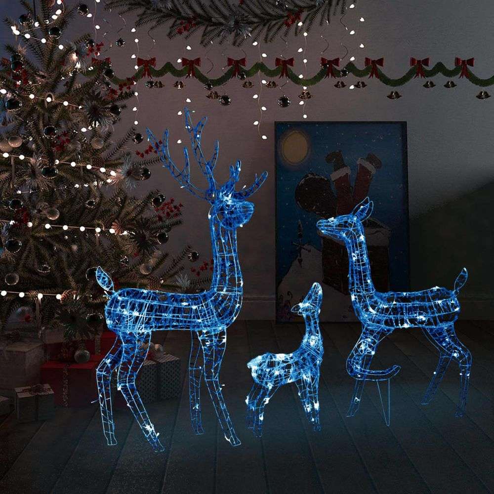 vidaXL Acrylic Reindeer Family Christmas Decoration 300 LED Warm White blue vidaXL