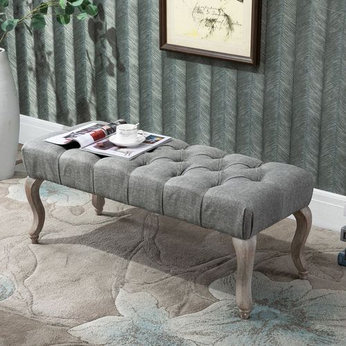 Tufted Upholstered Accent Bench Window Seat Ottoman Bed End Stool Unbranded