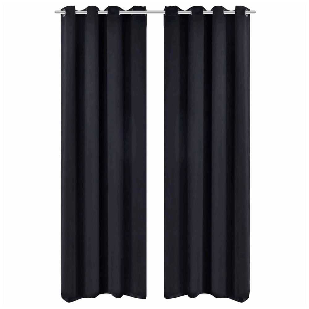 vidaXL Blackout Curtains 2 pcs with Metal Eyelets 135x175 cm Black vidaXL